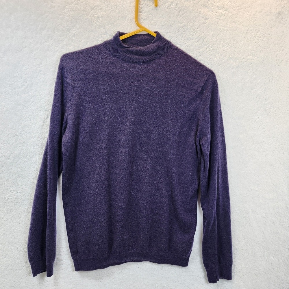 Bergdorf Goodman Cashmere‎ Silk Sweater Men XL Purple British Base Layer HOLES